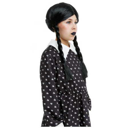 Peluca Trenzas Negras Infantil