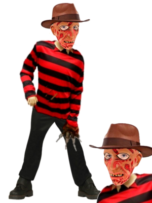 Disfraz De Freddy Con Mascara Infantil - Disfraces Freddy Krueger - Disfraces de Asesino Pesadillas Infantil