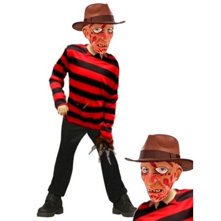 Disfraz De Freddy Con Mascara Infantil - Disfraces Freddy Krueger - Disfraces de Asesino Pesadillas Infantil