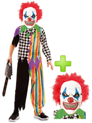 Disfraz de Payaso Asesino infantil Siniestro con mascara - Disfraces de Halloween Infantiles