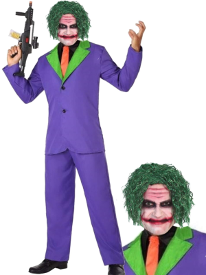 Disfraz de El Joker el payaso con peluca - Disfraces de Halloween