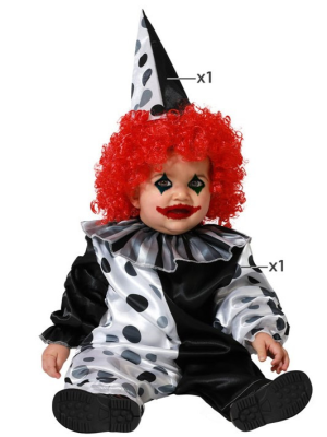 Disfraz de Payaso Blanco y Negro Bebe