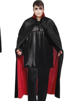Capa de Vampiro Negra Forro Rojo Adulto 140cm -  Complementos Disfraces Halloween