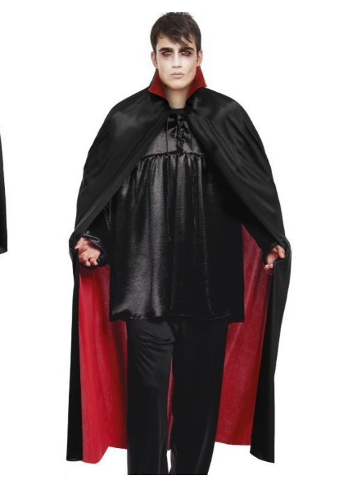 Capa de Vampiro Negra Forro Rojo Adulto 140cm -  Complementos Disfraces Halloween