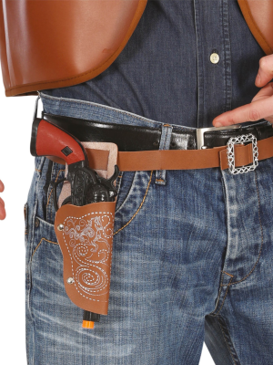 Cartuchera Marron con Pistola de Vaquero