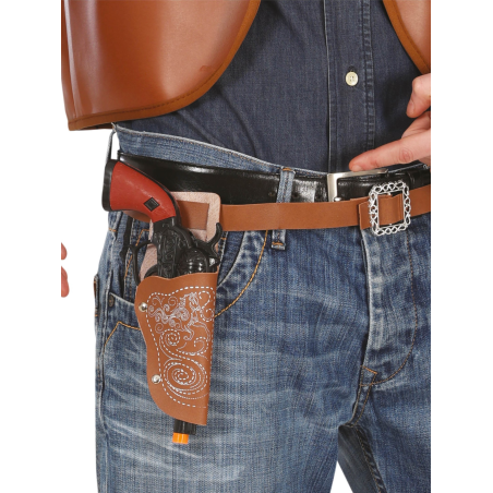Cartuchera Marron con Pistola de Vaquero