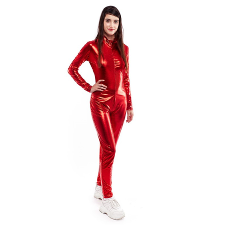 Malla Color Roja Metalizada - Disfraz Umpa Lumpa 
