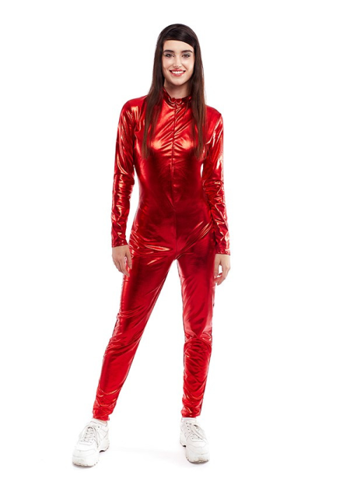 Malla Color Roja Metalizada - Disfraz Umpa Lumpa 