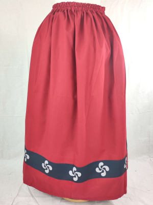 Falda Casera Granate Bies Negro con Lauburus- Trajes Regionales Vascos