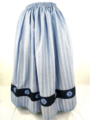 Falda Casera Rayas Azul Bies Negro Eguzkilore - Faldas Regionales, Enaguas y Pololos