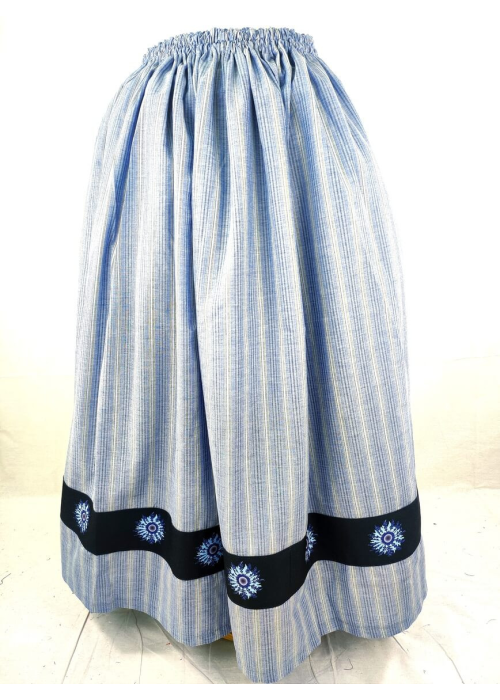 Falda Casera Rayas Azul Bies Negro Eguzkilore - Faldas Regionales, Enaguas y Pololos