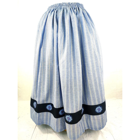 Falda Casera Rayas Azul Bies Negro Eguzkilore - Faldas Regionales, Enaguas y Pololos