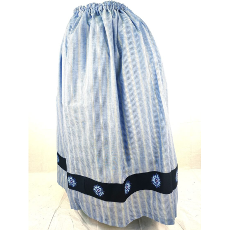 Falda Casera Rayas Azul Bies Negro Eguzkilore - Faldas Regionales, Enaguas y Pololos