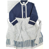 Conjunto Casera Azul Oscuro Rayas y Flores para niña