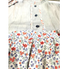 Conjunto Casera Gris Rayas Teja y Flores para niña