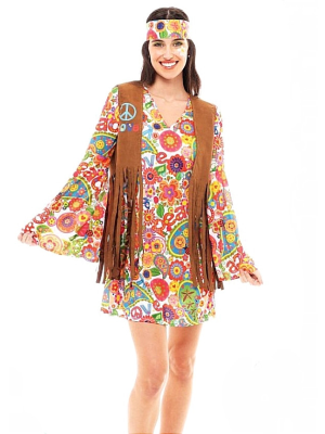 Disfraz de Hippie Vestido Mujer