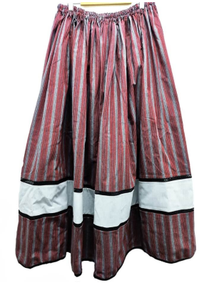 Falda Casera Raya Granate y Gris Bies Gris y Vainica Negra