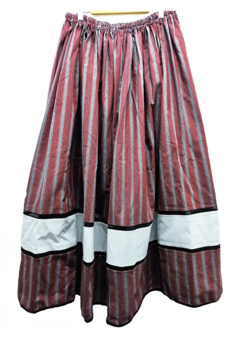 Falda Casera Raya Granate y Gris Bies Gris y Vainica Negra