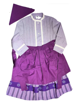 Conjunto Casera Morado Rayas con Bies Morado Eguzkilores