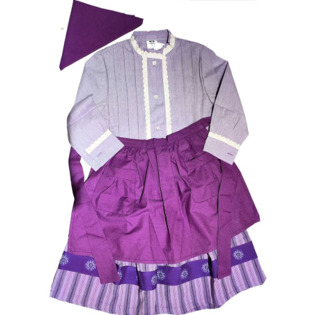 Conjunto Casera Morado Rayas con Bies Morado Eguzkilores