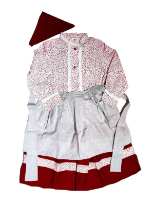 Conjunto Casera Flores Granate con Bies de Flores