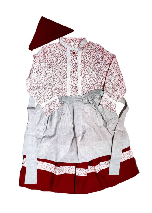 Conjunto Casera Flores Granate con Bies de Flores