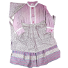 Conjunto Casera Rosa con Rayas y Bies de Flores