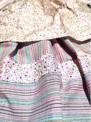 Set Home-made White and Pink with Stripes and Detail Flower