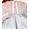 Conjunto Casera Flores Granate con Bies de Flores
