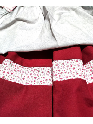 Conjunto Casera Flores Granate con Bies de Flores