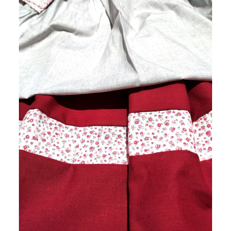 Conjunto Casera Flores Granate con Bies de Flores