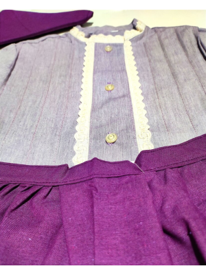 Conjunto Casera Morado Rayas con Bies Morado Eguzkilores
