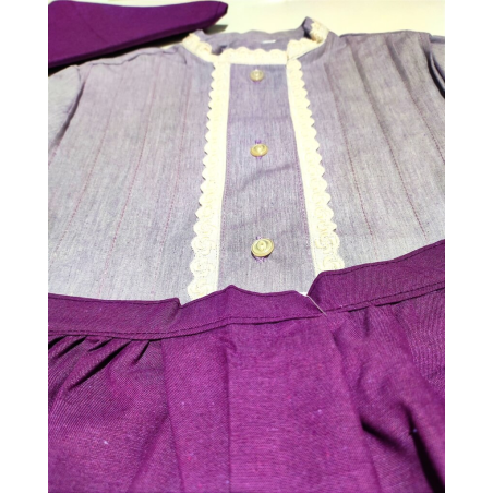 Conjunto Casera Morado Rayas con Bies Morado Eguzkilores