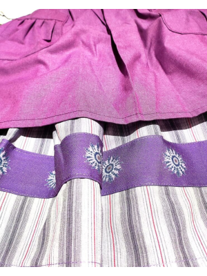 Conjunto Casera Morado Rayas con Bies Morado Eguzkilores