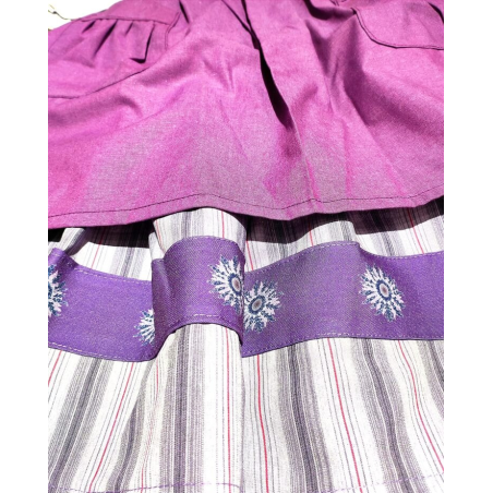 Conjunto Casera Morado Rayas con Bies Morado Eguzkilores