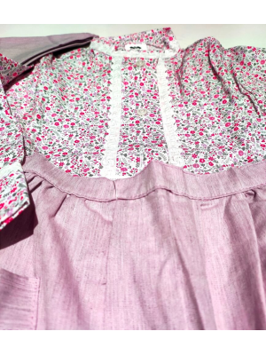 Conjunto Casera Rosa de flores para niña