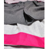 Conjunto Casera Rosa Flores y Gris con Bies Fucsia