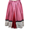 Falda Casera Granate Rayas, Bies Negro y Flores