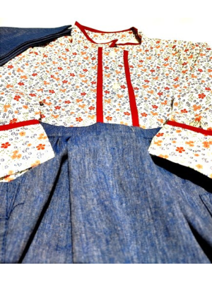 Set Home-made White and Pink with Stripes and Detail Flower