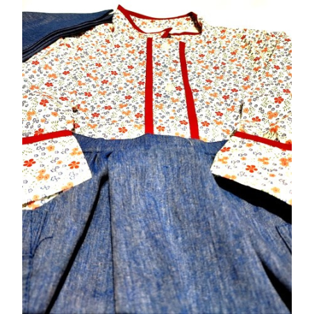 Conjunto Casera Azul y granate