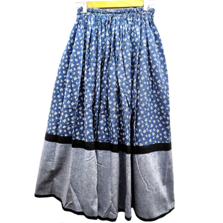 Falda Casera Azul Flor bies gris Araotz