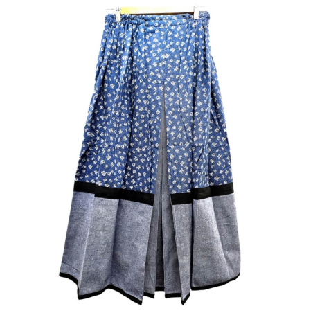Falda Casera Azul Flor bies gris Araotz