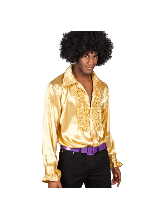 Camisa Disco Dorada Hombre