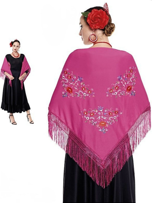 Manton bordado Grande Rosa Fucsia