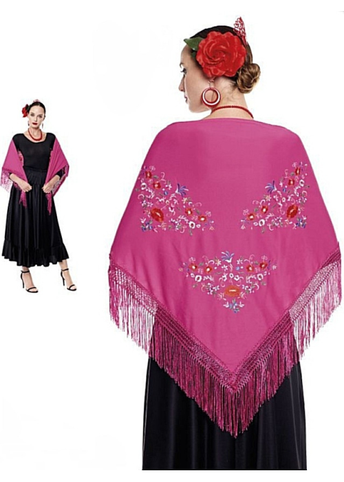 Manton bordado Grande Rosa Fucsia