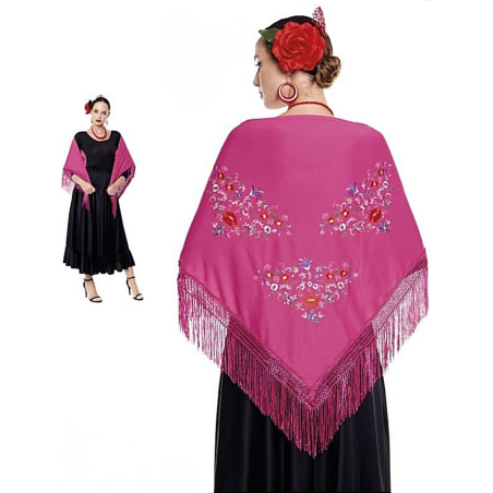 Manton bordado Grande Rosa Fucsia