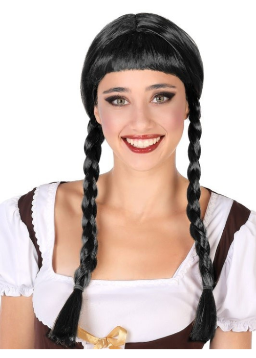 Peluca Trenzas Negra - Complementos para Disfraces Mexicanos