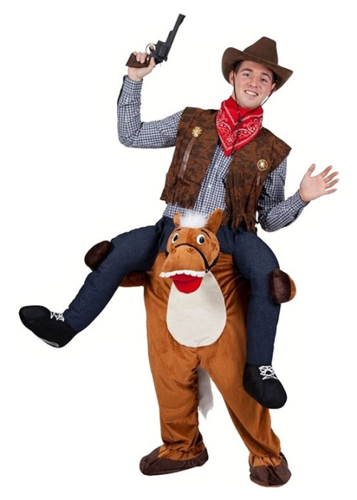 Disfraz De Caballo Con Jinete A Hombros Adulto