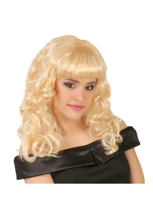 Peluca Melena Rizos con Flequillo Rubia - Pelucas