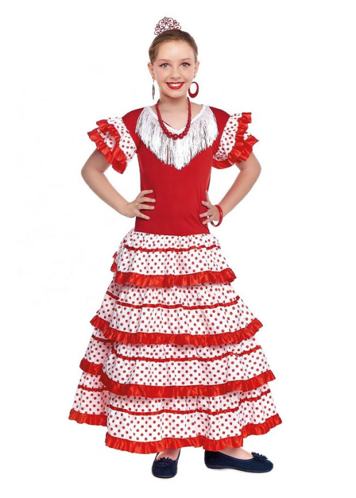 Disfraz de Sevillana Blanco y rojo Infantil